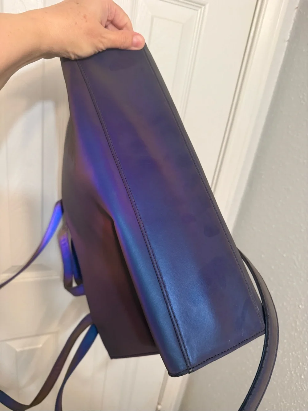 Telfar Iridescent Navy Purple Shopping Medium Tote